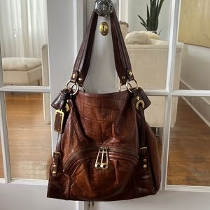 b. Makowsky saddle brown leather handbag